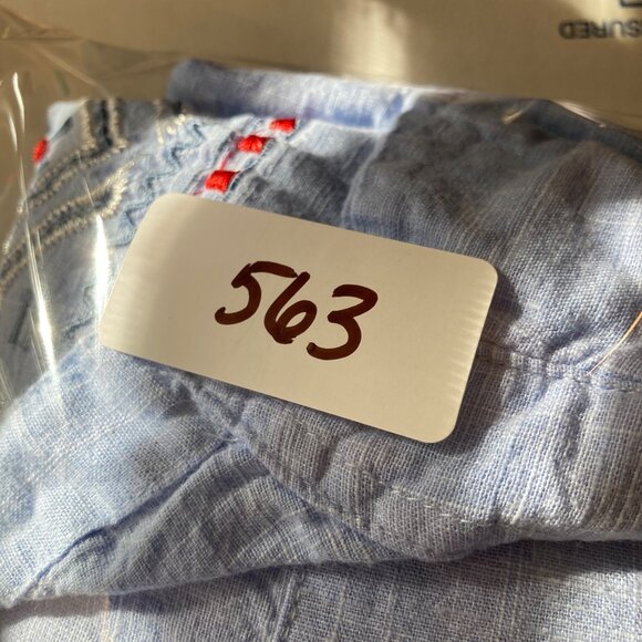 Womens Vintage Collections Etc Embroidered Button Shirt 2XL Blue White Red - Picture 9 of 9